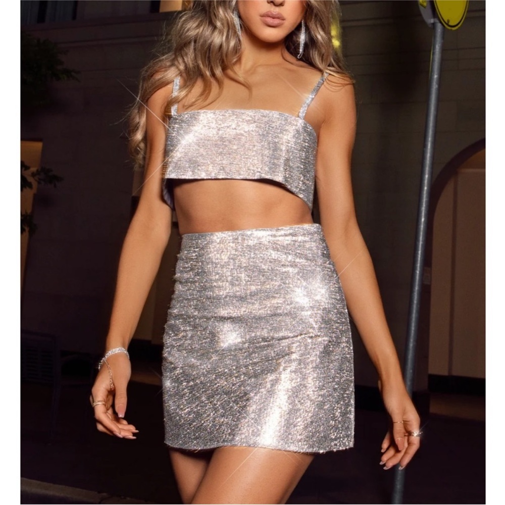 Shimmering Silver Crop Top